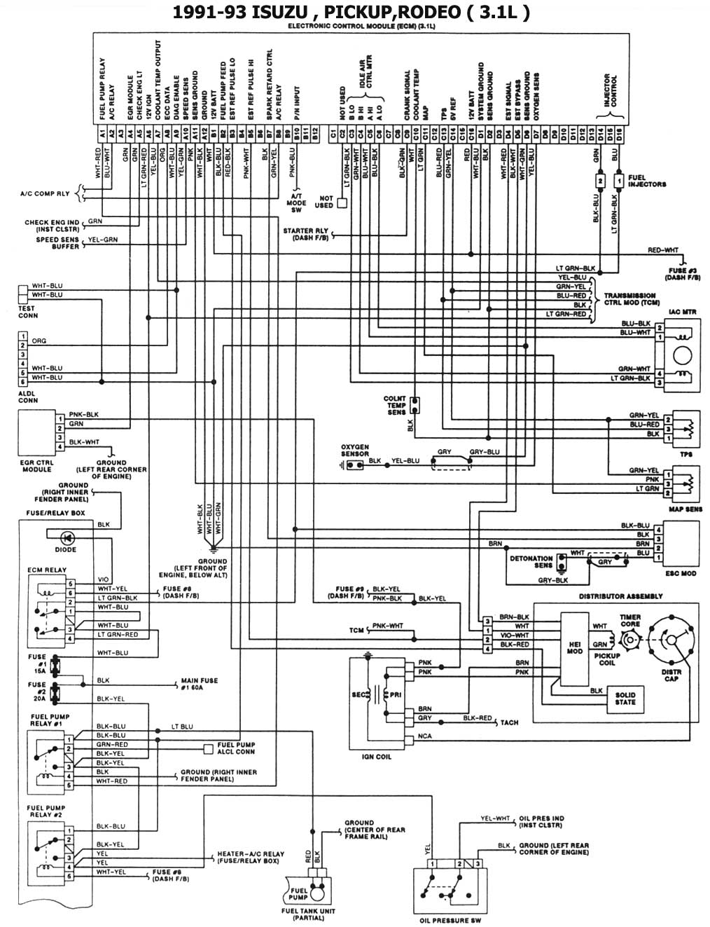 Распиновка исузу ISUZU Pick ups 1986/93 Diagramas, esquemas, graphics