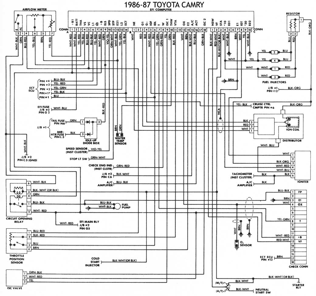 TOYOTA 1986/93 | DIAGRAMAS ESQUEMAS | UBIC. DE COMP ... 91 toyota camry wiring diagram 