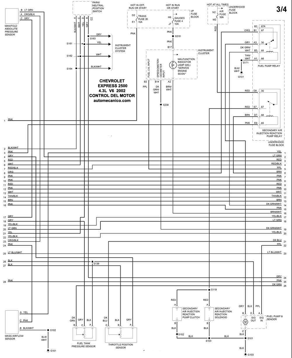 CHEVROLET - Diagramas control del motor 2002 - Graphics - Esquemas |  Vehiculos - Motores - Componentes | Mecanica automotriz