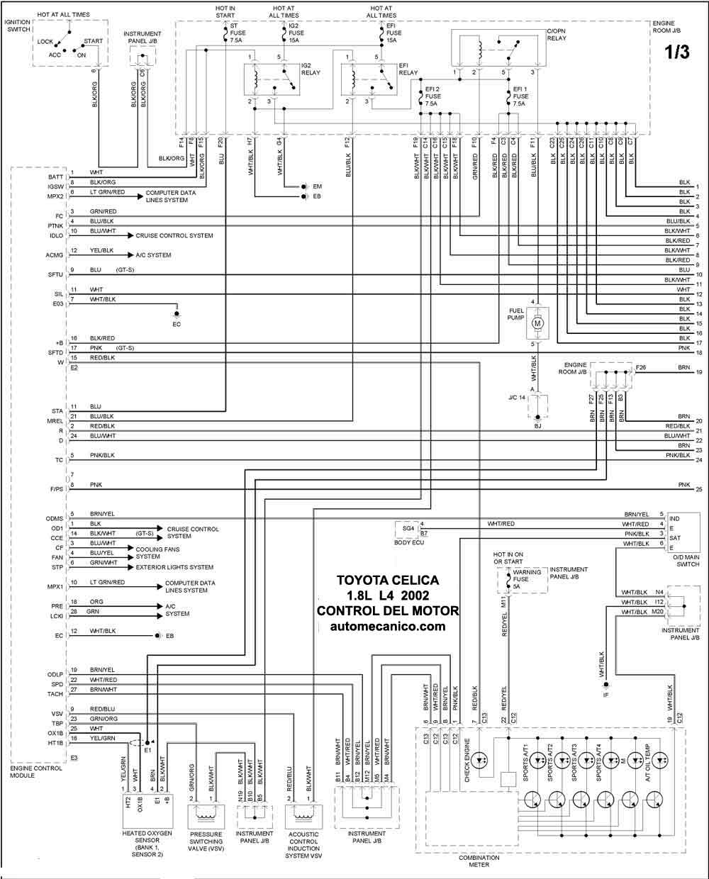 Toyota - Diagramas control del motor 2002 - Graphics - Esquemas | Vehiculos  - Motores - Componentes | Mecanica automotriz