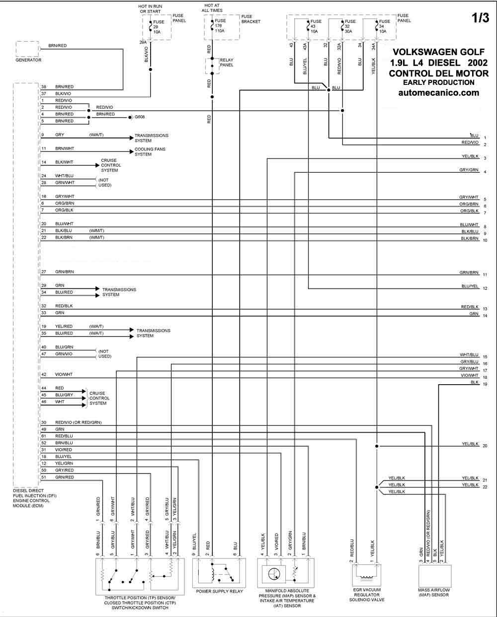 Volkswagen - Diagramas control del motor 2002 - Graphics - Esquemas |  Vehiculos - Motores - Componentes | Mecanica automotriz